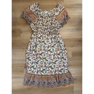 Hayden Los Angeles Floral Smocked Bodice Midi Puff Sleeve Dress Size 1XL Boho